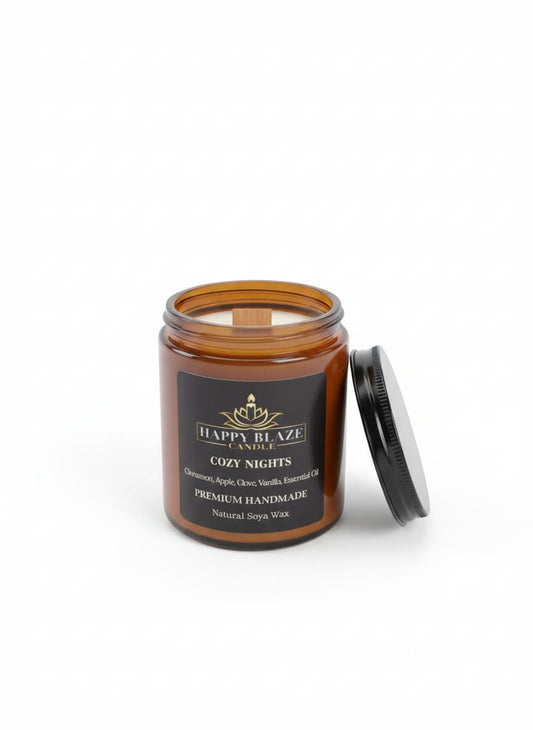 🪵 Cozy Nights | Tarçın & Vanilya Kokulu El Yapımı Soya Mumu | Happy Blaze Candle