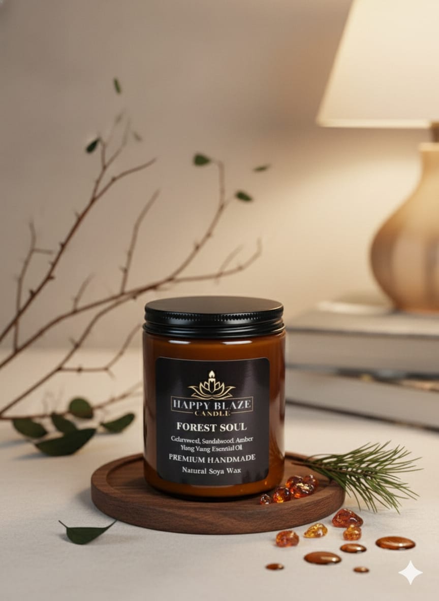 🌲 Forest Soul | Sedir & Sandal Ağacı Kokulu El Yapımı Soya Mumu | Happy Blaze Candle